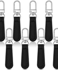Leather Zipper Pulls Kit With Detachable Leather Handles 8 Pack Repair Tabs For Luggage Backpacks Suitcases Jackets And Handbags Upgrade Your Gear With Durable Black Leather Zipper Pulls displayed