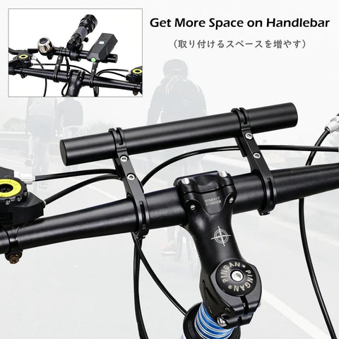 Bike Handlebar Extender 10cm Aluminum Alloy Single Clamp Mount That Lets You Lock Down Lamps Speedometers GPS On Mountain Road BMX Bikes Fits 25.4mm To 31.8mm Bars attached to handlebars