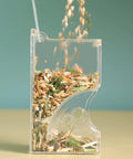 Top Rated Two Piece Automatic Hamster Feeder With Sturdy Wall Mount Brackets And Wide Mouth Design filled with mixed seeds.
