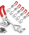 Five Piece Adjustable Toggle Clamp Latches Heavy Duty Holding Clamps For Smoker Lid Jig Tool Box Case Pull Latch With Secure Closure And Stable Clamping During Bumps And Vibration, stainless steel with screws