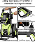 4500 PSI Pressure Washer With 4 Quick Connect Nozzles Inlet Hose And Filter And Foam Cannon showing organized hose reel and controls