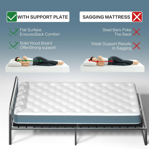 Tough As Nails Twin Bunkie Board 38 X 75 Inches Folding Mattress Support Platform showing support plate for mattress stability.