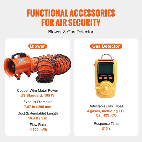 Built Like A Tank Heavy Duty Confined Space Tripod Winch Kit With Secure Harness Portable Air Blower And Smart Gas Detector For No Sweat Emergency Retrieval