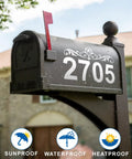 Reflective Outdoor Mailbox Numbers Set 0-9 Waterproof White Self-Adhesive Addresses For Mailbox Door Wall Signage on black mailbox