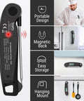 Instant Read Meat Thermometer With 1-Second Accuracy, Waterproof Digital Kitchen Thermometer on fridge showing magnetic back
