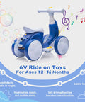 6V Electric Baby Balance Bike With Bubble Machine, 4 In 1 Toddler Ride On With Remote Control, blue bike with bubbles
