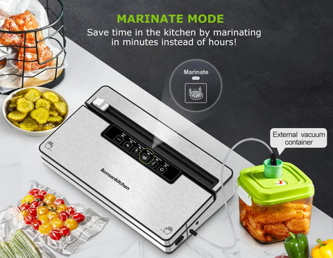 Stainless Steel Vacuum Sealer Machine With Built In Cutter And Bag Storage, Includes 1 Roll And 5 Bags, 5 Sealing Modes for quick meal prep