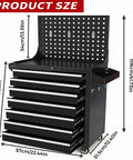 Rolling Tool Chest With Wheels For Garage Or Workshop, 7 Drawers Metal Tool Box With Pegboard, heavy duty steel construction