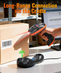 Wireless 1D 2D QR Barcode Scanner With Charging Cradle And Counting Screen Ultra Fast Scanning Speed in warehouse