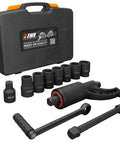 Heavy-Duty 11-Piece 1 Drive Torque Multiplier Wrench Set With 1:64 Ratio Delivers Up To 4800 Nm (3540 Ft-Lb), Includes 8 Sockets 24-38mm, Labor-Saving Lug Nut Remover For Semi Trucks, RVs, Buses And Other Heavy-Duty Wheels.
