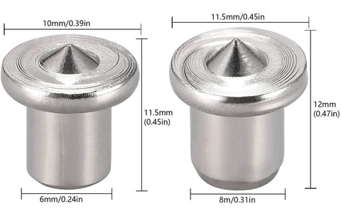 Pro Grade Hollow Dowel And Tenon Center Pin Kit for Woodworking, chrome plated steel dowel centers, 1/4 and 5/16 inch sizes shown
