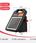 Portable Solar Fence Charger With Day Night Mode Up To 10 Miles Of Coverage, 0.16J Energizer with rechargeable solar panel