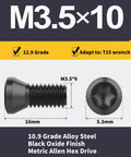 M3.5x10 screw from Pro Grade 20 Piece Carbide Threading Insert Set With 16Er And 16Ir Ag60 Geometry, black oxide finish.