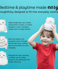 Child holding Kid Friendly Remote Control Owl Night Light For Kids, 9 Soft Color Modes, Sleep Timer, Rechargeable USB Lamp
