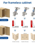 Diagram showing Full Overlay Soft Close Concealed Frameless Cabinet Hinges 50 Pack Satin Nickel Clip On Self Closing for kitchen use.