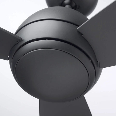 Curva LED Outdoor Ceiling Fan With Light Kit 52 Inch Modern Matte Graphite Finish close-up of motor and blades