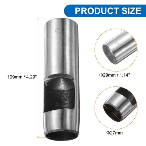 Leather Round Hole Punch 27mm Hollow Punch Cutter Made From High Carbon Steel for belt making and leather craft, showing dimensions
