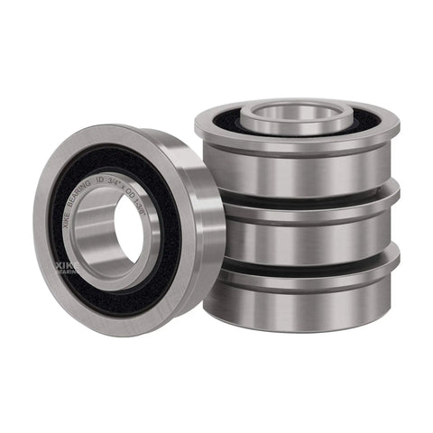 3/4 Inch By 1-3/8 Inch Flange Ball Bearings Kit For Lawn Mower Front Wheel With E Clips Washers And Hub Caps Rugged Heavy Duty Chrome Steel Bearings