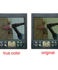 Image showing true color and original color comparison in the Heavy Duty Pro Grade Wide Shade Auto Darkening Welding Helmet With Solar Power DP9 01 5 To 14 Shade Range Large Viewing Window Shade Lock 12.5 SQI Lens TIG MIG MMA Plasma Ready Includes 6 Extra Lens Covers.