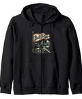 Cool Vise Gauge Square Hoodie For Men Gifts Perfect Machinist CNC Tools And Engineer Gear Classic Fit Black Zip Up Sweatshirt With Twill Neck Tape featuring 'Built To Spec' graphic design.