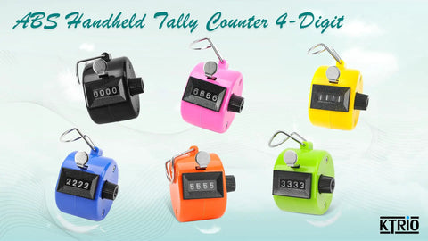 Hustle Ready 6 Pack Mechanical Tally Counters With 4 Digit Dials And Bright Assorted Colors for team tracking and sports.
