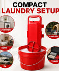 Game Changer Portable Mini Washing Machine With Digital Countdown Timer And Dual Agitator Quick Spin Laundry Soaker in red for compact laundry setup.