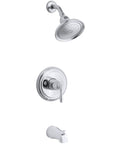 Chrome Devonshire Rite-Temp Bath And Shower Valve Trim With Lever Handle, Easy Single-Handle Setup