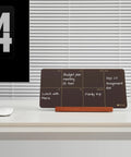 Your Desk Go To Weekly Glass Dry Erase Board With Detachable Wood Stand In Burgundy Red Small Desktop Calendar To Do List Planner Whiteboard 12x6 on office desk.