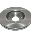 Front view of vented brake rotor for modern cars, showcasing heavy duty cooling vane designs and high metallurgical castings.