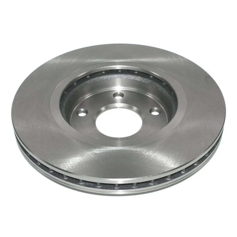 Front view of vented brake rotor for modern cars, showcasing heavy duty cooling vane designs and high metallurgical castings.