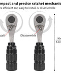 All In One Bike Repair Kit With Mini Ratchet Wrench And Ten Bits One Quarter Inch Ratcheting Driver Extension Rod For Tight Spaces great for MTB