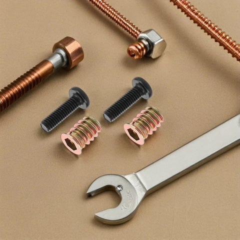 Wood Furniture Screws And Threaded Inserts Kit For Solid Hidden Installations In Home Furniture Assembly With Long Screws And Metal Nut Inserts