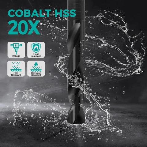 Five Eighth Inch Cobalt Drill Bit For Metal And Hardened Steel Built Tough For Pro Jobs Industrial Grade M35 Cobalt High Speed Steel With TiAlN Coating Three Flat Shank Half Inch Shank Six Inch Total Length Heat Resistant Durable Drill Bit with water resistance features