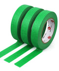 Three rolls of green painter tape for car paint jobs and home projects, no residue automotive masking tape UV resistant 0.94 inch wide by 55 yards