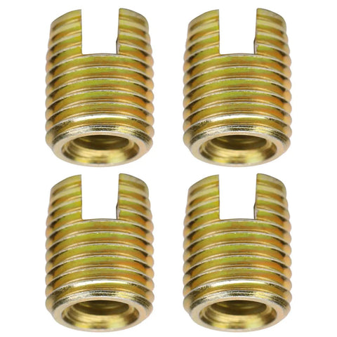 Premium 20-Pack Carbon Steel Thread Inserts For Rails And Home Gear! M4 self tapping fasteners in a yellow zinc plated finish.