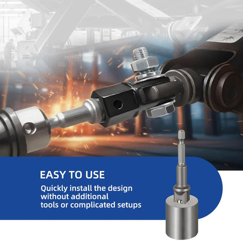 Close-up of Three Piece Scissor Jack Adapter Set For Cars Includes Universal Jack Socket Converter And One Half Inch Drive Socket Adapter