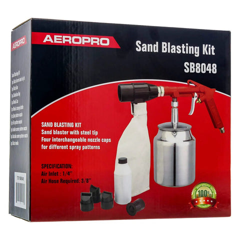 Heavy Duty Sand Blaster Kit With Recovery System And Air Compressor for Rust Removal Metal And Wood Prep box packaging