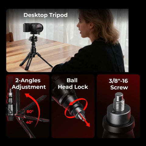 Carbon Fiber Camera Monopod With One Touch Height Adjustment and 5kg Payload Ball Head on desktop setup
