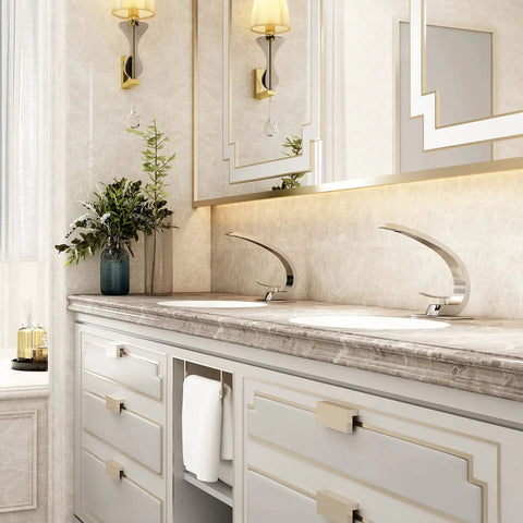 Brushed Nickel Bathroom Faucet With Single Handle Basin Mixer For 1 Hole Or 3 Hole Sinks Includes 6 Inch To 10 Inch Deck Plate Modern Vanity Tap