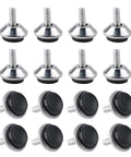 M6 Screw In Adjustable Furniture Levelers 16 Pcs Stainless Steel Swivel Table Glides for fixing wobbly chairs and tables.