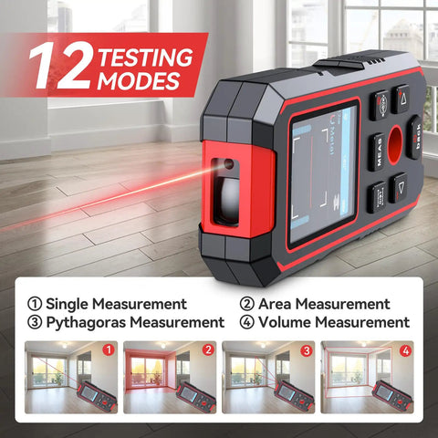 3 In 1 Stud Finder Wall Scanner With Rechargeable Battery 196Ft Laser Measure Digital Level And Angle Gauge For Quick No Fuss Accurate Wall Scanning Of Studs Pipes And Wires, 12 modes