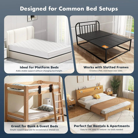 Rock Solid King Bunkie Board 76 By 80 Inches Black Low Profile under mattress support for platform and slatted bed frames.