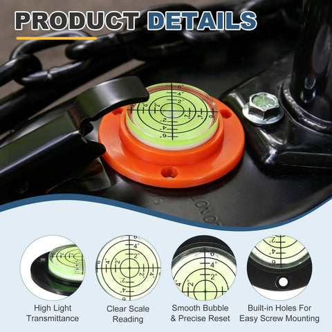 Nexarelle 3pcs Round Bubble Level D:48.9mm, H: 9.2mm Black/Green showing clear scale reading and built-in mounting holes.