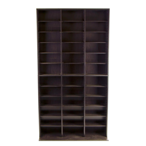 Heavy Duty Espresso Media Storage Cabinet With Deep Slots For CD DVD And Video Games Keeps Your Stash Secure And Tight While Bringing Super Cool Vibe To Your Living Room Setup