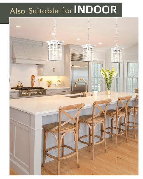 Porch Sidekick Outdoor Pendant Light For Porch And Gazebo Weatherproof Hanging Chandelier With Clear Glass Shade White Finish indoors