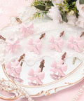 Eight Piece Pink Bow Dresser Knob Set Cast Iron Drawer Pulls For Cabinets And Wardrobes Vintage Coquette Style on mirror