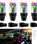 Four Pack Colorful LED Tire Valve Lights For Cars And Bikes, Waterproof Wheel Valve Cap Lamps for SUV and Motorcycle