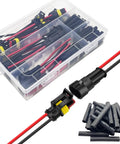 14 Gauge 2 Pin Waterproof Wire Connectors Kit With 10 Sets Includes 10 Male And 10 Female Connectors And 40 Pcs Heat Shrink Tubing