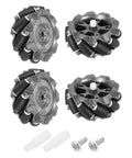 Two Piece Mecanum Wheel Set With Hex Pins And Screws, 66mm Omnidirectional ABS Rubber Wheels For Smart Robot Cars And DIY Models