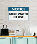 Water In Use Aluminum Heads Up Sign 8x12 UV Printed Notice Plaque For Home Farms Businesses And Facilities Indoor Outdoor Water Supply Zones High Visibility Safety Marker on white brick wall